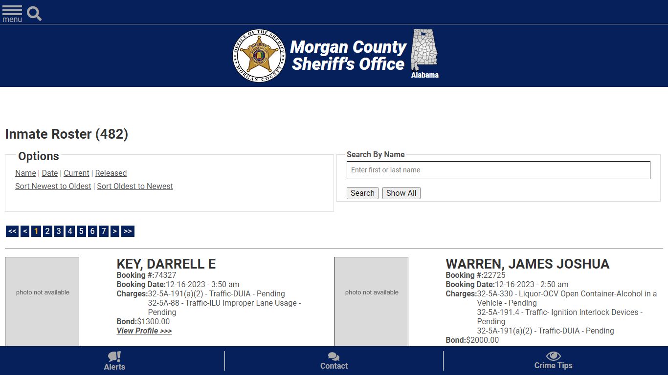 Inmate Roster (482) - Morgan County Sheriff, Alabama